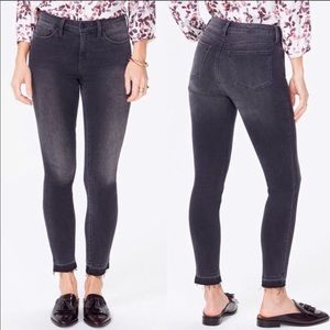 NWT NYDJ faded black raw hem skinny ankle jeans
